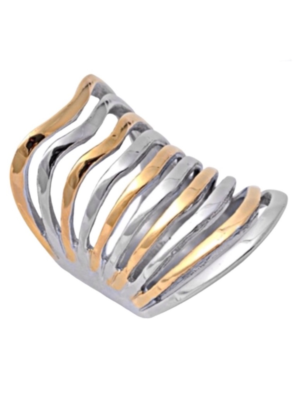 Stainless Steel Two-Tone Freeform Ring (NWT) (Size: 6)